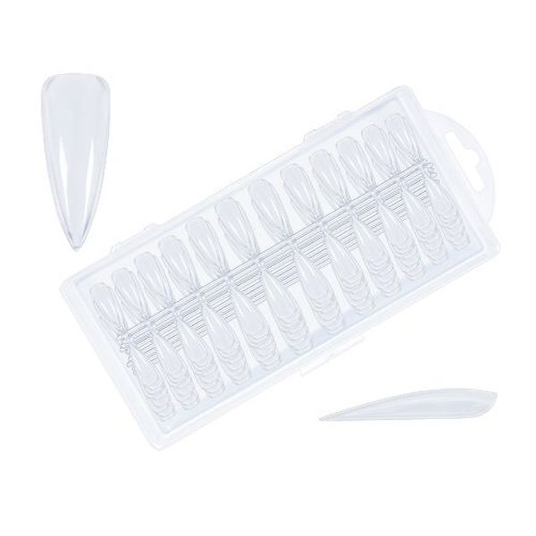 Press-on tipse Stiletto long - clear